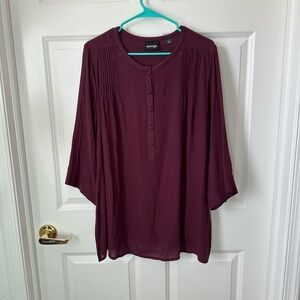 Avenue Plum Blouse 3/4 Sleeves Size 18/20